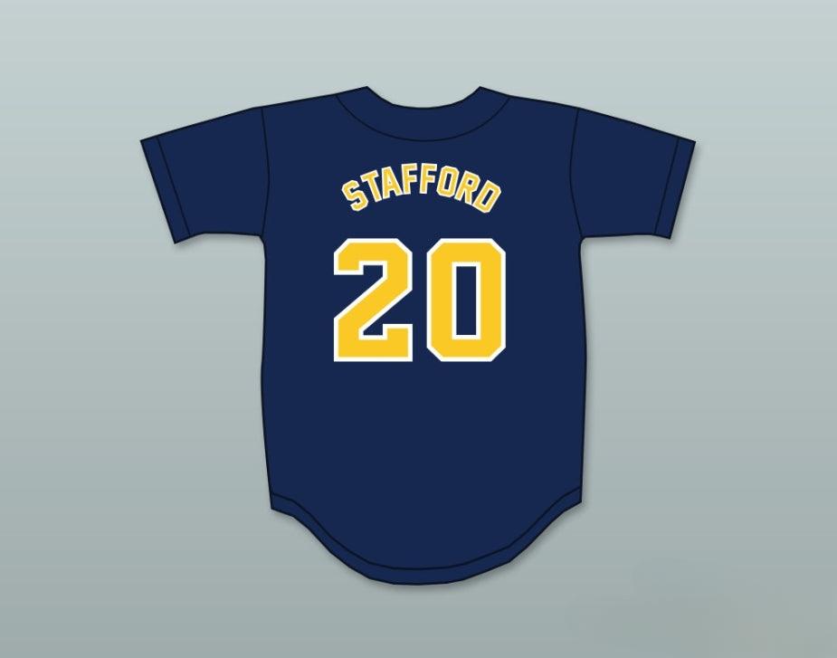 Custom Any Name Number MATTHEW STAFFORD 20 HIGHLAND PARK HIGH SCHOOL SCOTS NAVY BLUE BASEBALL JERSEY 2 Top Stitched S-6XL