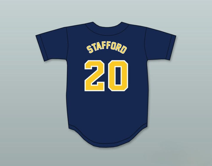 Custom Any Name Number MATTHEW STAFFORD 20 HIGHLAND PARK HIGH SCHOOL SCOTS NAVY BLUE BASEBALL JERSEY 2 Top Stitched S-6XL