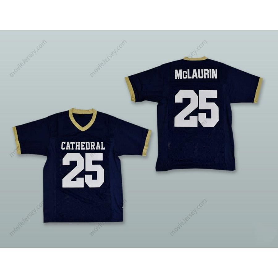 CUSTOM ANY Name Number TERRY MCLAURIN 25 CATHEDRAL HIGH SCHOOL LEPRECHAUNS NAVY BLUE Football Jersey Top Stitched S-6XL