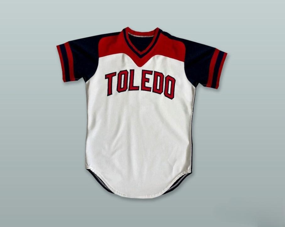 Custom Any Name Number TOLEDO MUD HENS 9 WHITE AND NAVY BLUE PULLOVER BASEBALL JERSEY Top Stitched S-6XL