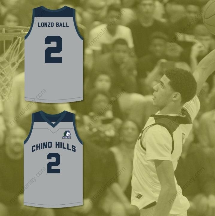 CUSTOM ANY Name Number LONZO BALL 2 CHINO HILLS HUSKIES GRAY BASKETBALL JERSEY WITH PATCH Top Stitched S-6XL