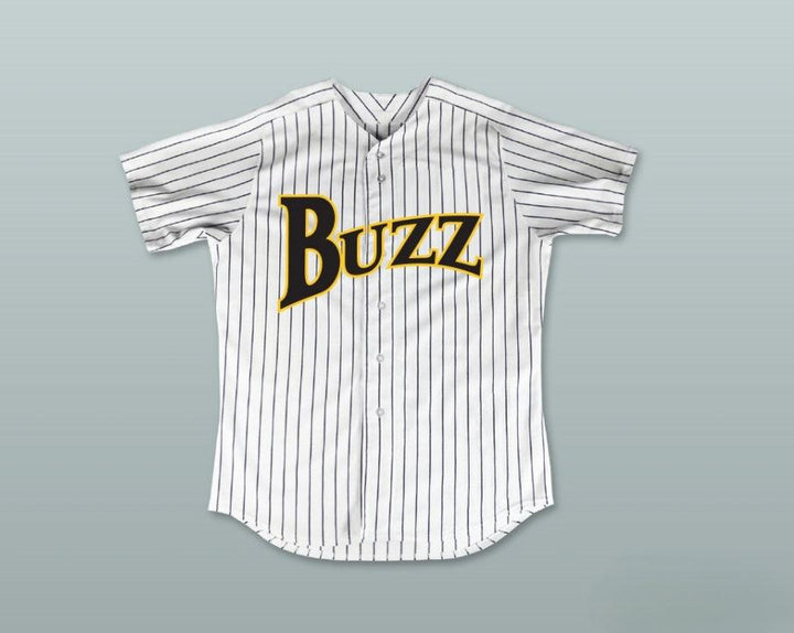 Custom Any Name Number BILLY 'DOWNTOWN' ANDERSON 8 BUZZ WHITE PINSTRIPED BASEBALL JERSEY MAJOR LEAGUE: BACK TO THE MINORS Top Stitched S-6XL