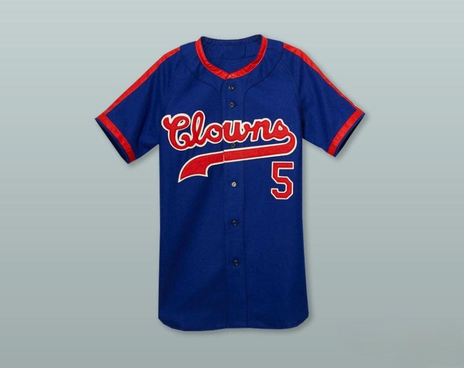 Custom Any Name Number  CLOWNS 5 NEGRO LEAGUE BLUE BASEBALL JERSEY Top Stitched S-6XL