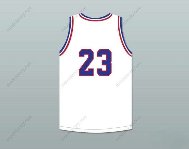 CUSTOM ANY Name Number NOAH GREGGORY 23 WILL FOSTER HIGH SCHOOL PATRIOTS WHITE BASKETBALL JERSEY THE RED SNEAKERS Top Stitched S-6XL