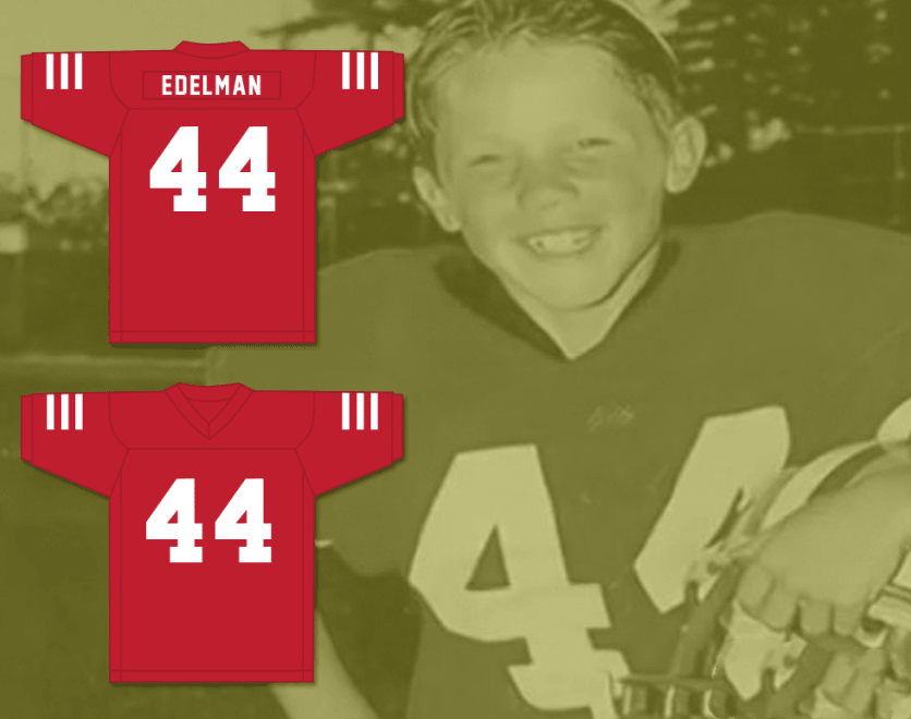 CUSTOM ANY Name Number JULIAN EDELMAN 44 REDWOOD CITY  RED FOOTBALL JERSEY Top Stitched S-6XL