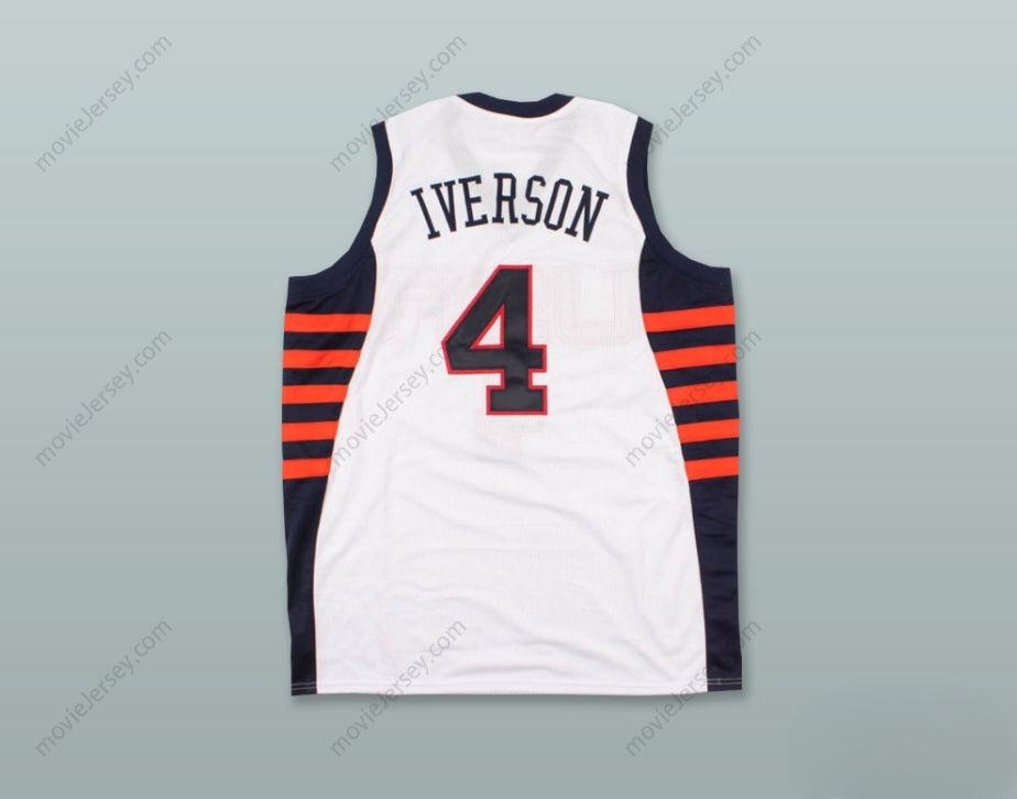 CUSTOM ANY Name Number ALLEN IVERSON 4 USA WHITE BASKETBALL JERSEY Top Stitched S-6XL