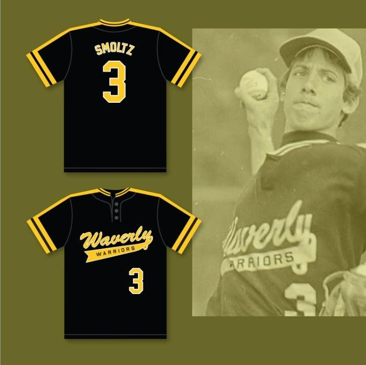 Custom Any Name Number JOHN SMOLTZ 3  SENIOR HIGH SCHOOL WARRIORS BLACK BASEBALL JERSEY 4 Top Stitched S-6XL