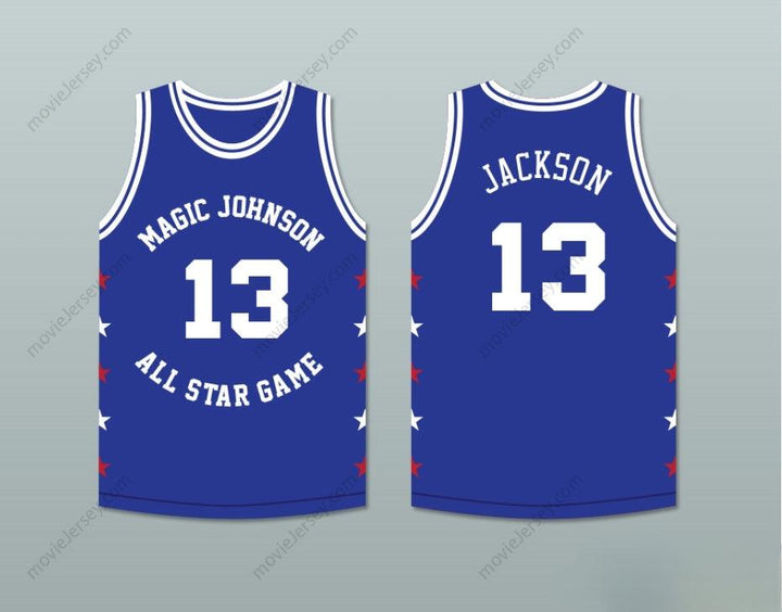 CUSTOM ANY Name Number MARK JACKSON 13 MAGIC JOHNSON ALL STAR GAME BLUE BASKETBALL JERSEY 1989 MIDSUMMER NIGHT'S MAGIC CHARITY EVENT Top Stitched S-6XL