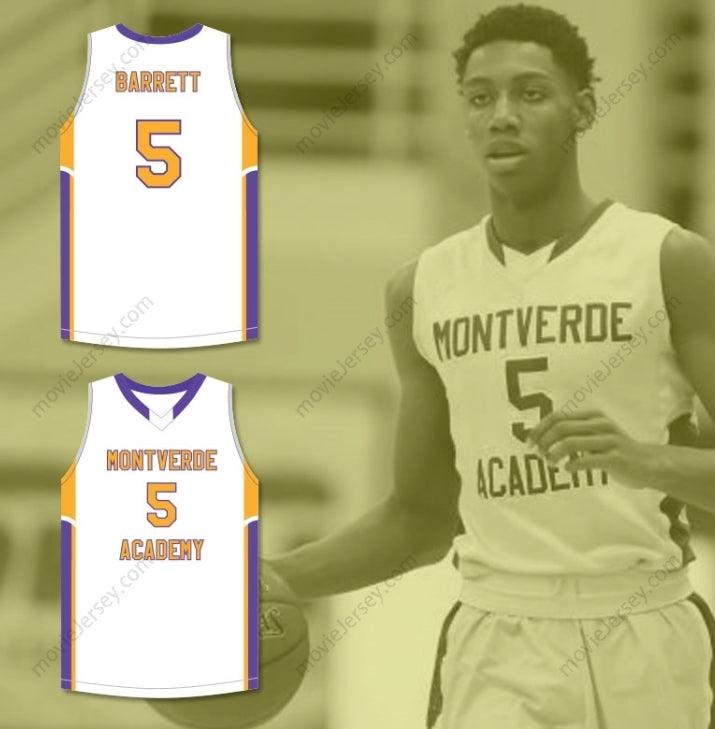 CUSTOM ANY Name Number R.J. BARRETT 5  ACADEMY  WHITE BASKETBALL JERSEY Top Stitched S-6XL