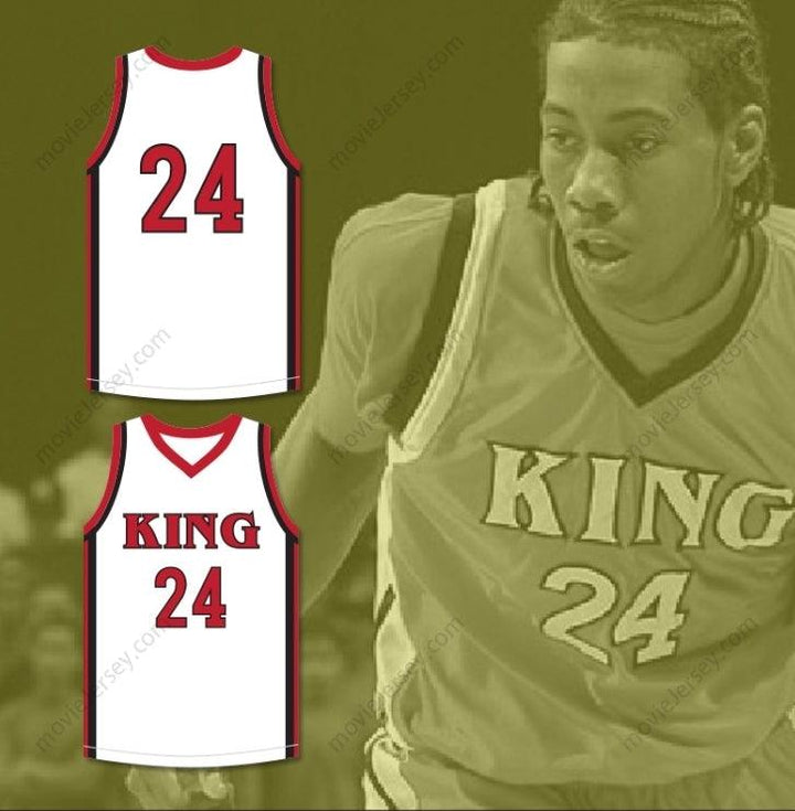 CUSTOM ANY Name Number KAWHI LEONARD 24 MARTIN LUTHER KING HIGH SCHOOL  WHITE BASKETBALL JERSEY 1 Top Stitched S-6XL
