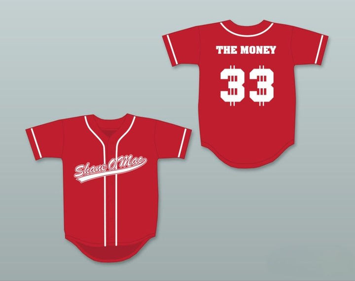 Custom Any Name Number S MCMAHON THE MONEY 33 RED BUTTON DOWN BASEBALL JERSEY Top Stitched S-6XL