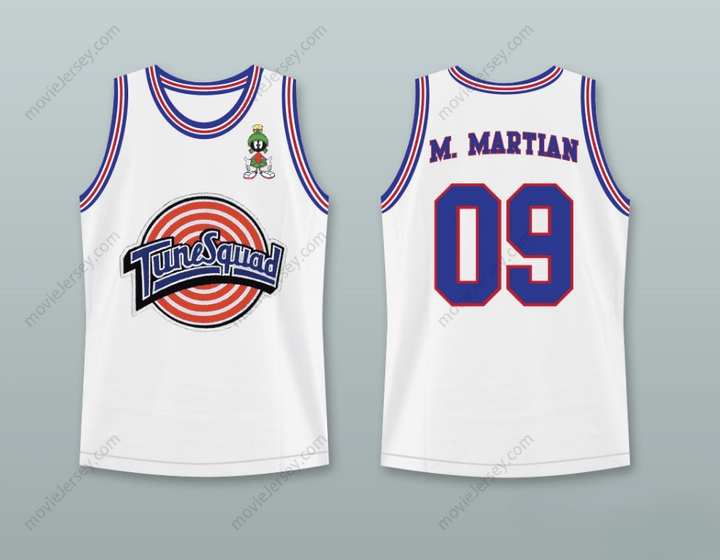 CUSTOM ANY Name Number SPACE JAM MARVIN THE MARTIAN 09 TUNE SQUAD BASKETBALL JERSEY WITH MARVIN THE MARTIAN PATCH Top Stitched S-6XL