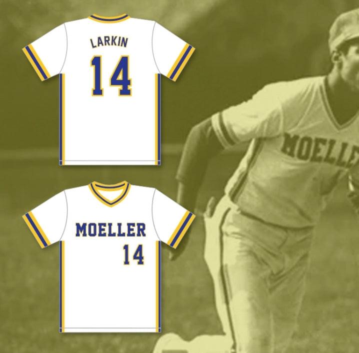 Custom Any Name Number BARRY LARKIN 14 ARCHBISHOP   HIGH SCHOOL CRUSADERS WHITE BASEBALL JERSEY 2 Top Stitched S-6XL
