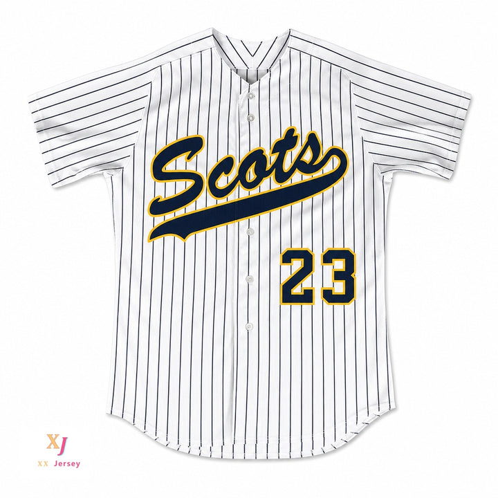 Custom Any Name Number CLAYTON KERSHAW 23 HIGHLAND PARK HIGH SCHOOL SCOTS WHITE PINSTRIPED BASEBALL JERSEY 2 Top Stitched S-6XL