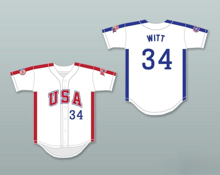 Custom Any Name Number BOBBY WITT 34 1984 USA TEAM WHITE BUTTON DOWN BASEBALL JERSEY Top Stitched S-6XL