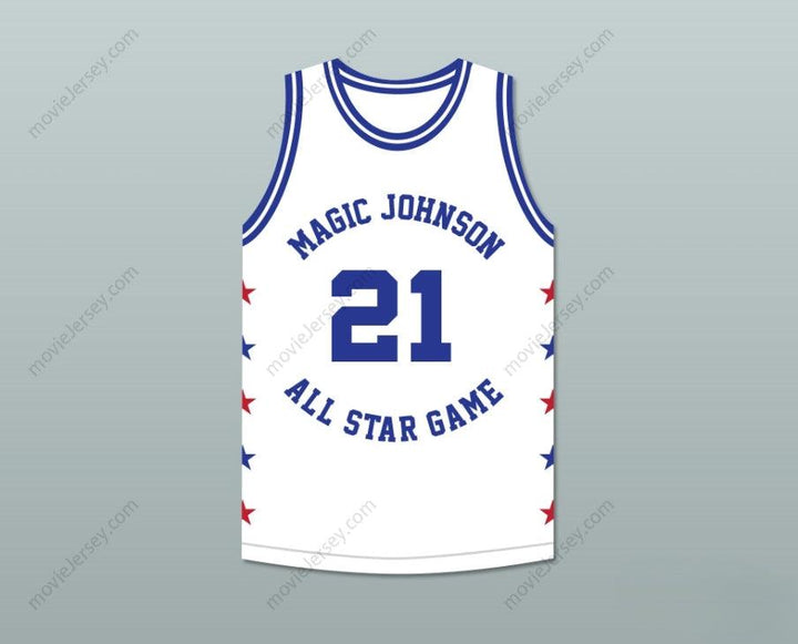 CUSTOM ANY Name Number DOMINIQUE WILKINS 21 MAGIC JOHNSON ALL STAR GAME WHITE BASKETBALL JERSEY 1990 MIDSUMMER NIGHT'S MAGIC CHARITY EVENT Top Stitched S-6XL