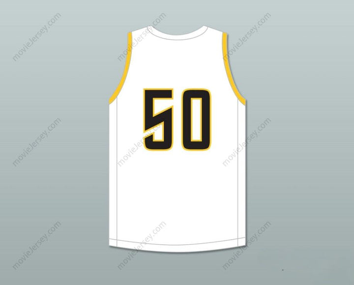 CUSTOM ANY Name Number DRAYMOND GREEN 50 SAGINAW HIGH SCHOOL TROJANS WHITE BASKETBALL JERSEY 1 Top Stitched S-6XL
