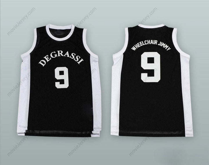 CUSTOM ANY Name Number WHEELCHAIR JIMMY 9 DEGRASSI COMMUNITY SCHOOL PANTHERS BLACK BASKETBALL JERSEY Top Stitched S-6XL