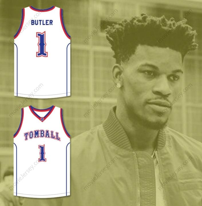 CUSTOM ANY Name Number JIMMY BUTLER 1  HIGH SCHOOL COUGARS WHITE BASKETBALL JERSEY Top Stitched S-6XL
