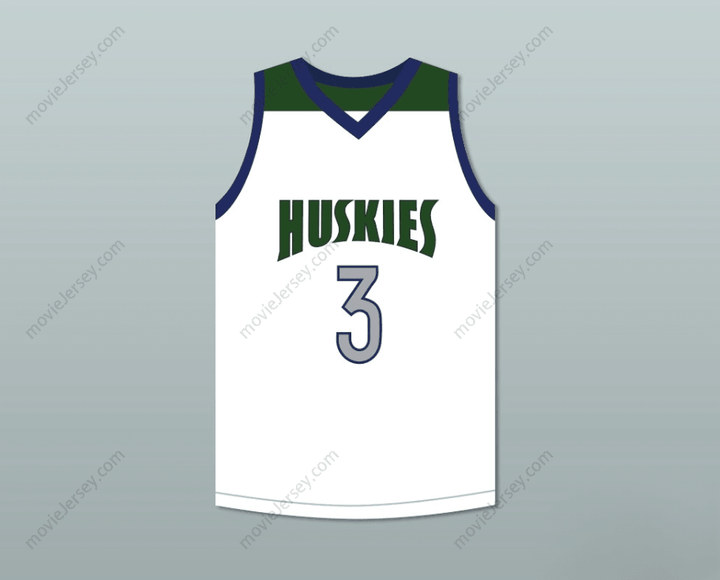 CUSTOM ANY Name Number LIANGELO BALL 3   HIGH SCHOOL HUSKIES WHITE BASKETBALL JERSEY Top Stitched S-6XL