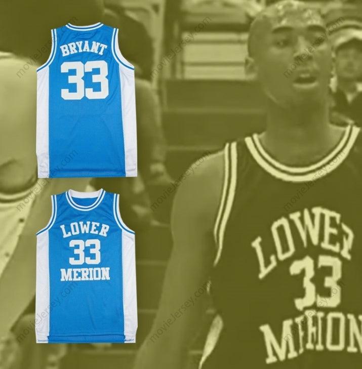 CUSTOM ANY Name Number   BRYANT 33 LOWER MERION HIGH SCHOOL LIGHT BLUE BASKETBALL JERSEY Top Stitched S-6XL