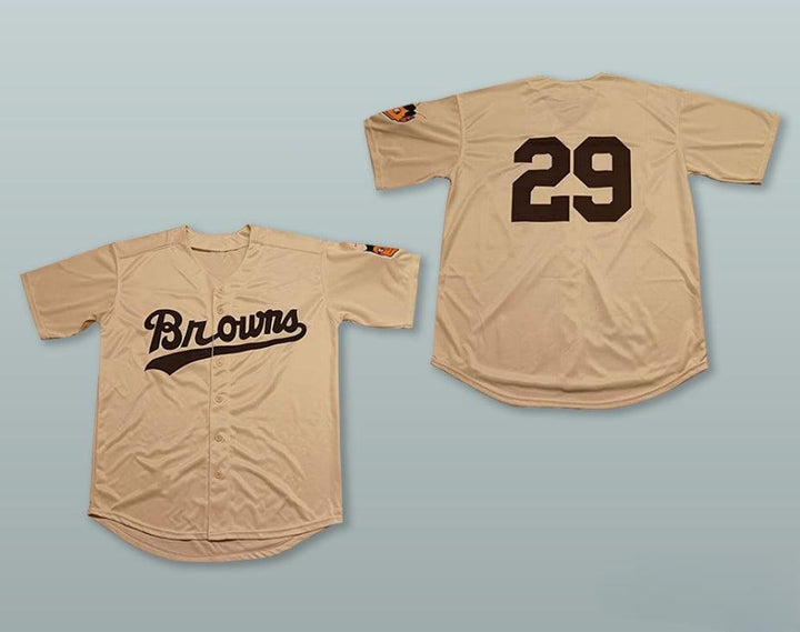 Custom Any Name Number SATCHEL PAIGE 29   BROWNS TAN BASEBALL JERSEY Top Stitched S-6XL
