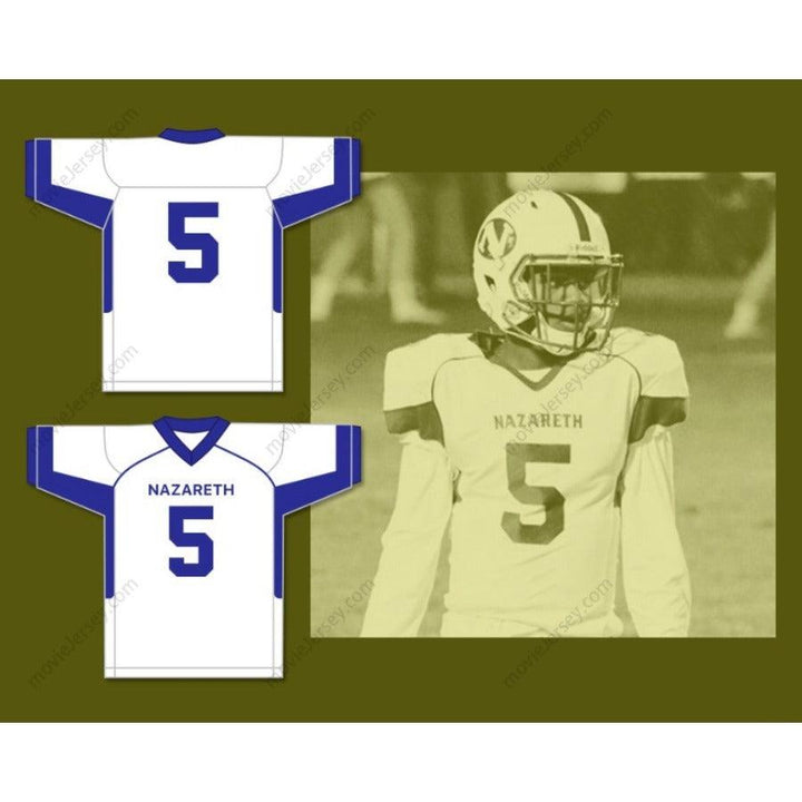 CUSTOM ANY Name Number JAHAN DOTSON 5 NAZARETH AREA HIGH SCHOOL BLUE  Football Jersey Top Stitched S-6XL