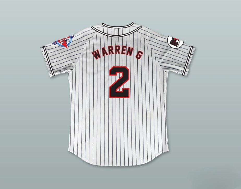 Custom Any Name Number WARREN G 2 HOMEBOYS PINSTRIPED BASEBALL JERSEY 6TH ANNUAL ROCK N' JOCK SOFTBALL CHALLENGE 1995 Top Stitched S-6XL