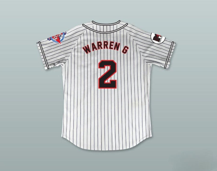 Custom Any Name Number WARREN G 2 HOMEBOYS PINSTRIPED BASEBALL JERSEY 6TH ANNUAL ROCK N' JOCK SOFTBALL CHALLENGE 1995 Top Stitched S-6XL