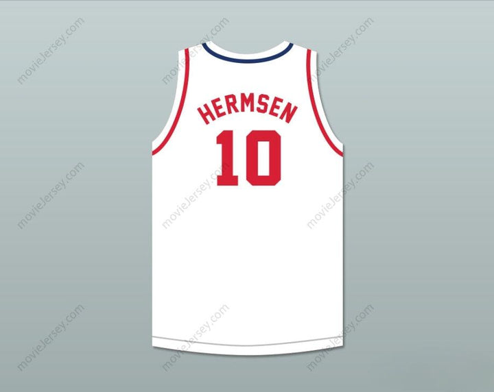 CUSTOM ANY Name Number KLEGGIE HERMSEN 10  OLYMPIANS WHITE BASKETBALL JERSEY Top Stitched S-6XL
