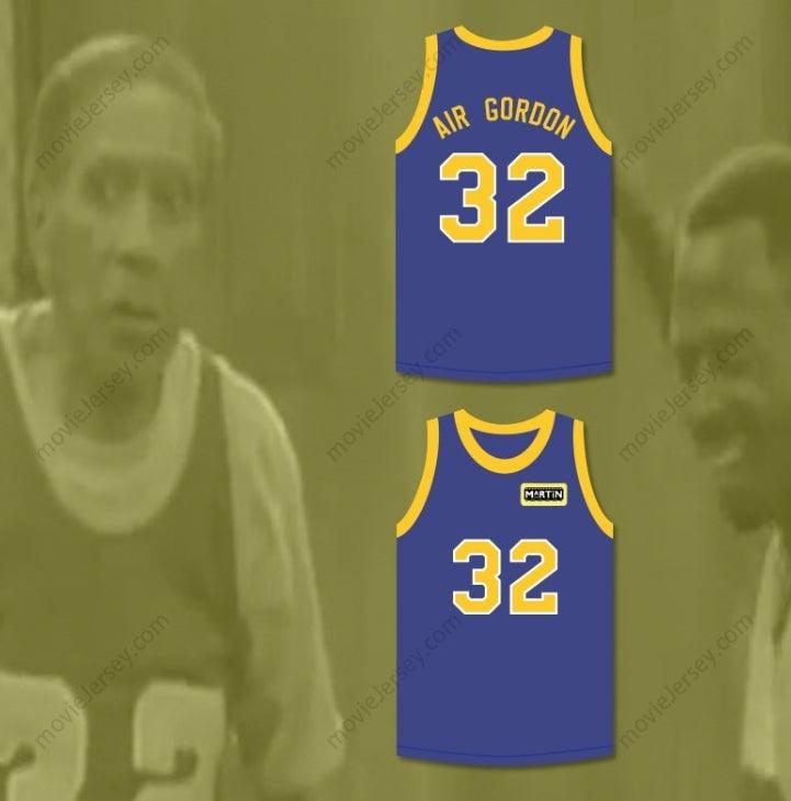CUSTOM ANY Name Number AIR GORDON 32 BLUE BASKETBALL JERSEY WITH MARTIN PATCH Top Stitched S-6XL