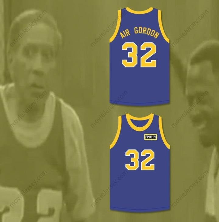 CUSTOM ANY Name Number AIR GORDON 32 BLUE BASKETBALL JERSEY WITH MARTIN PATCH Top Stitched S-6XL