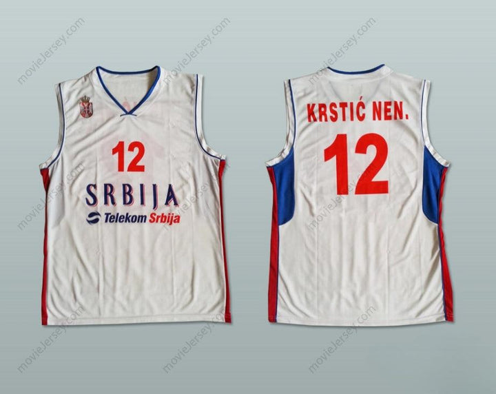 CUSTOM ANY Name Number NENAD KRSTIC 12 SERBIA BASKETBALL JERSEY STITCH SEWN Top Stitched S-6XL