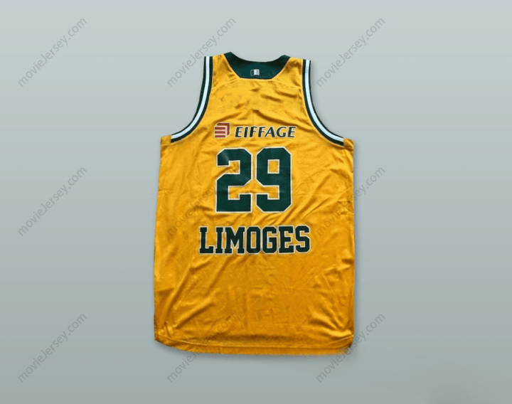 CUSTOM ANY Name Number LIMOGES FRANCE 29 YELLOW BASKETBALL JERSEY Top Stitched S-6XL