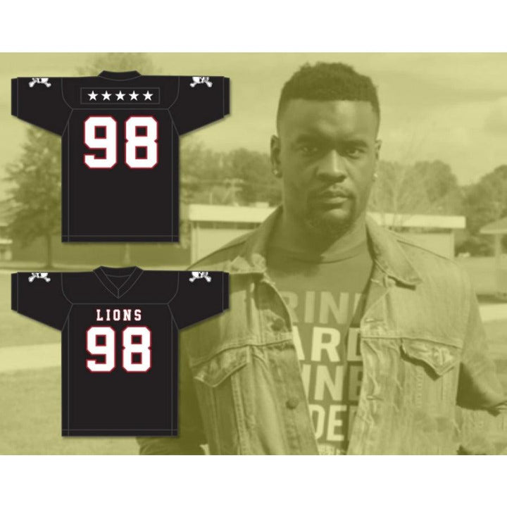 CUSTOM ANY Name Number GARY MCCRAE 98 EMCC LIONS FOOTBALL JERSEY INCLUDES PATCHES Top Stitched S-6XL