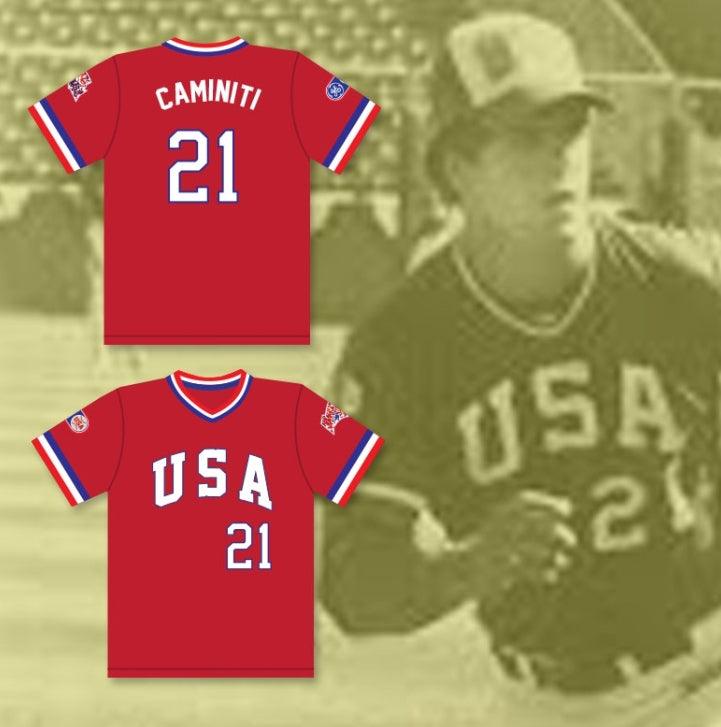 Custom Any Name Number KEN CAMINITI 21 1984 USA TEAM RED BASEBALL JERSEY Top Stitched S-6XL