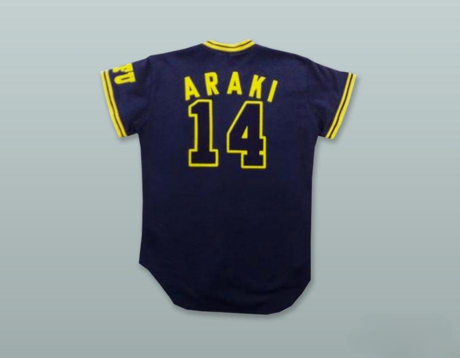 Custom Any Name Number ARAKI 14 TOKI TOPARZS GIFU NAVY BLUE BUTTON DOWN BASEBALL JERSEY Top Stitched S-6XL