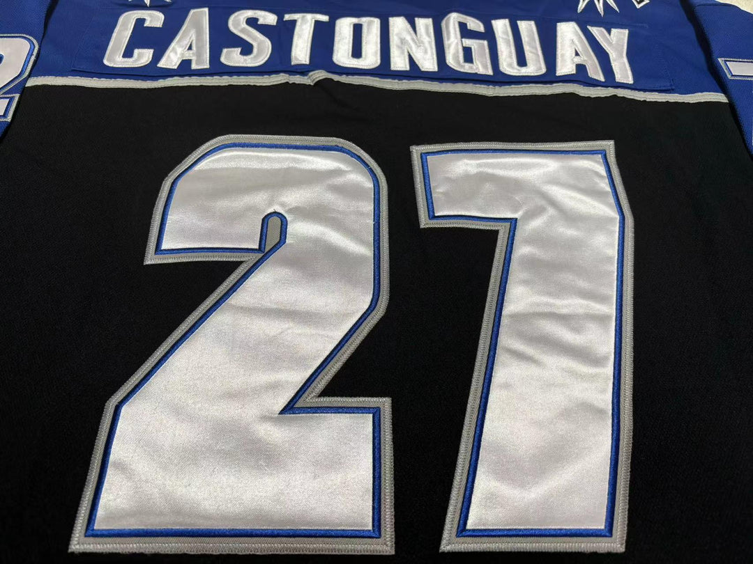 Custom Any Name Number ERIC CASTONGUAY 27 LEWISTON MAINEIACS BLACK HOCKEY JERSEY Stitched Top Stitched S-6XL