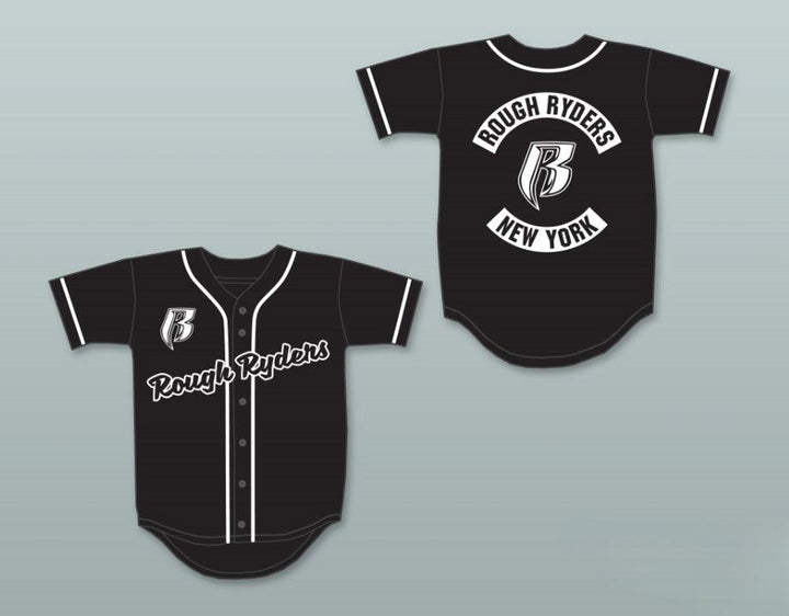 Custom Any Name Number ROUGH RYDERS BLACK BASEBALL JERSEY Top Stitched S-6XL