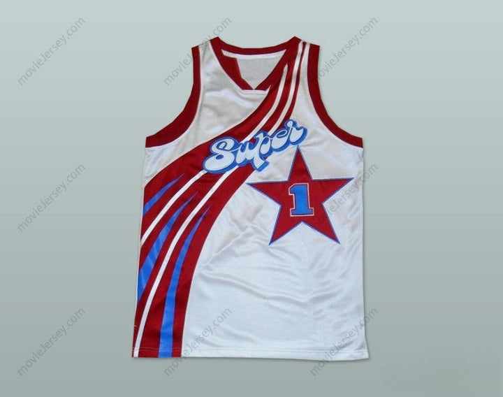CUSTOM ANY Name Number SUPER STAR 1 WHITE BASKETBALL JERSEY Top Stitched S-6XL