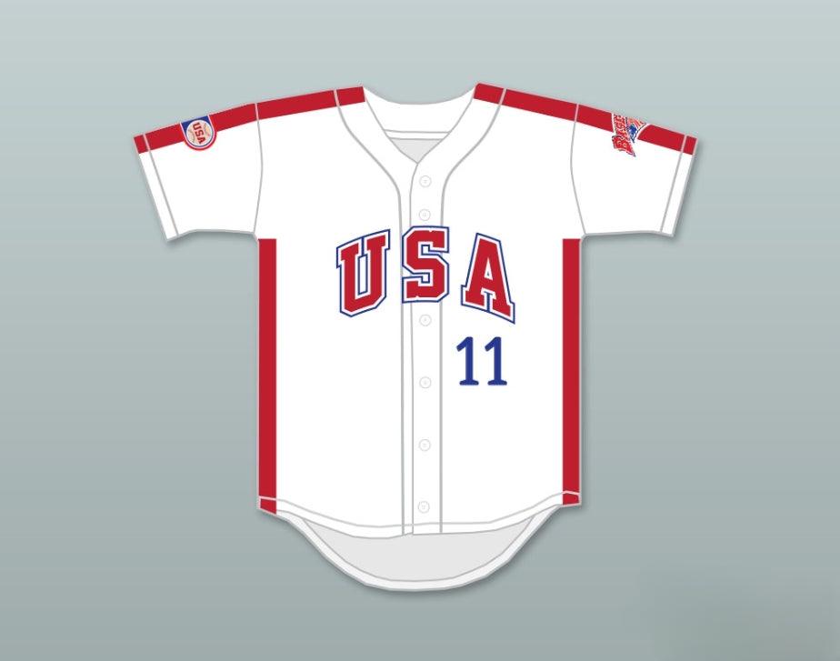 Custom Any Name Number MIKE DUNNE 11 1984 USA TEAM WHITE BUTTON DOWN BASEBALL JERSEY Top Stitched S-6XL