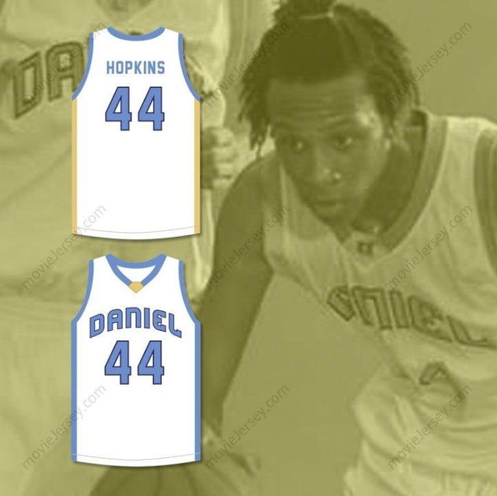 CUSTOM ANY Name Number DEANDRE HOPKINS 44 D. W. DANIEL HIGH SCHOOL LIONS WHITE BASKETBALL JERSEY Top Stitched S-6XL