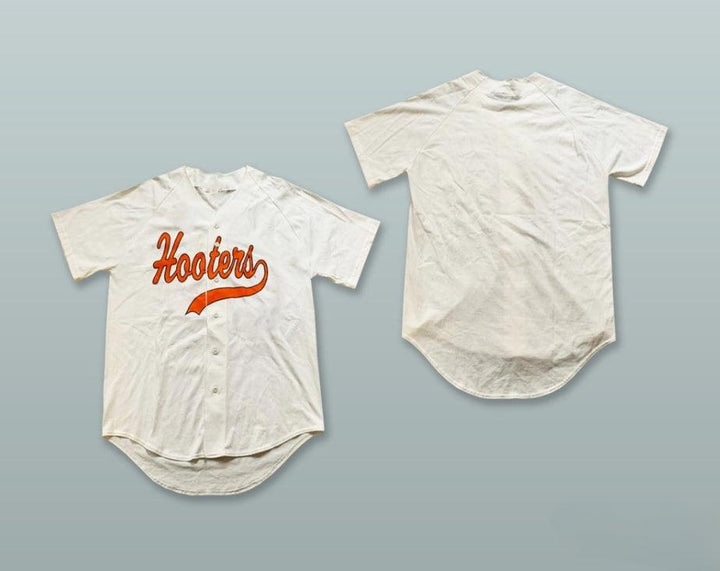 Custom Any Name Number HOOTERS WHITE BUTTON DOWN BASEBALL JERSEY Top Stitched S-6XL