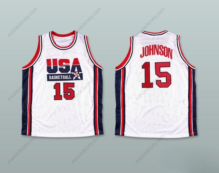 CUSTOM ANY Name Number 1992 MAGIC JOHNSON 15 USA HOME BASKETBALL JERSEY Top Stitched S-6XL
