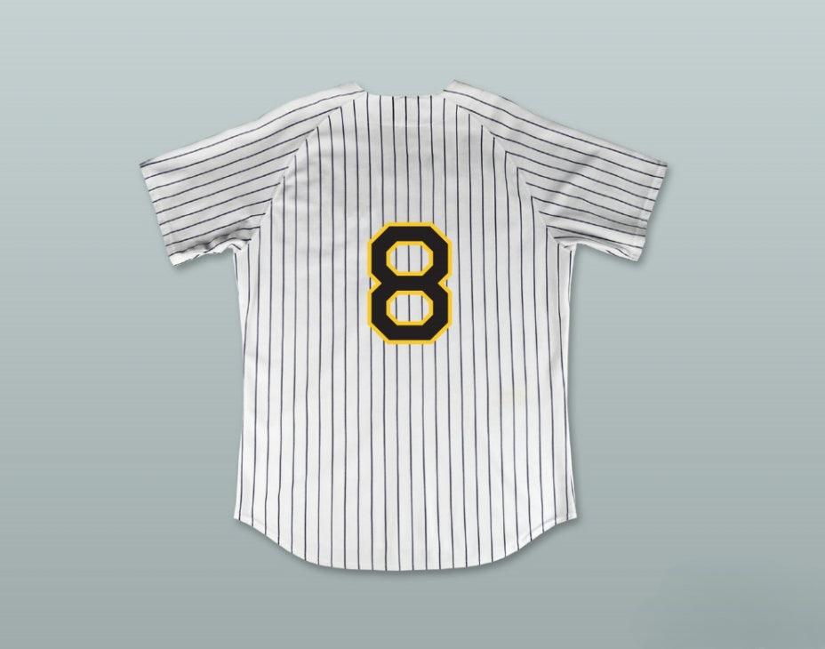 Custom Any Name Number BILLY 'DOWNTOWN' ANDERSON 8 BUZZ WHITE PINSTRIPED BASEBALL JERSEY MAJOR LEAGUE: BACK TO THE MINORS Top Stitched S-6XL
