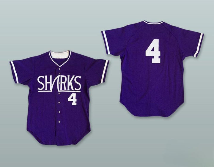 Custom Any Name Number SHARKS 4 PURPLE BUTTON DOWN BASEBALL JERSEY Top Stitched S-6XL