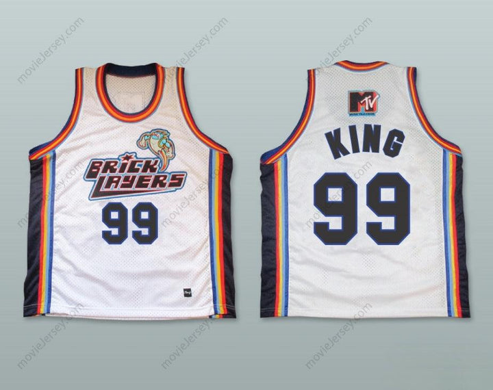 CUSTOM ANY Name Number KING 99 BRICKLAYERS BASKETBALL JERSEY SIXTH ANNUAL ROCK N' JOCK B-BALL JAM 1996 Top Stitched S-6XL