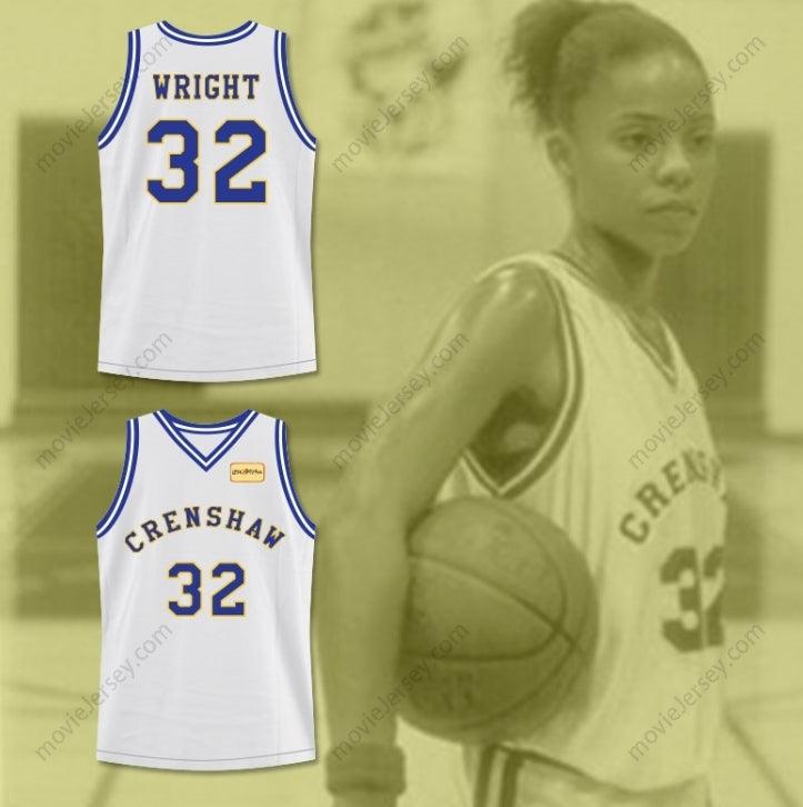 CUSTOM ANY Name Number MONICA WRIGHT 32 CRENSHAW HIGH SCHOOL BASKETBALL JERSEY WITH LOVE AND BASKETBALL PATCH Top Stitched S-6XL