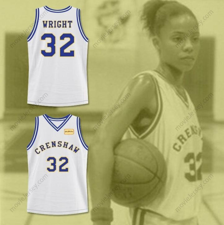CUSTOM ANY Name Number MONICA WRIGHT 32 CRENSHAW HIGH SCHOOL BASKETBALL JERSEY WITH LOVE AND BASKETBALL PATCH Top Stitched S-6XL