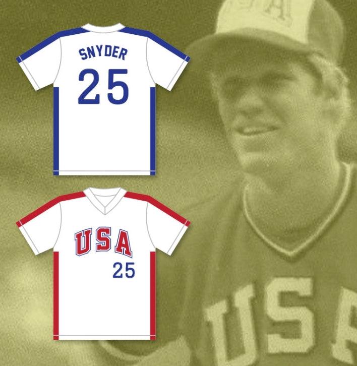 Custom Any Name Number CORY SNYDER 25 1984 USA TEAM WHITE BASEBALL JERSEY Top Stitched S-6XL